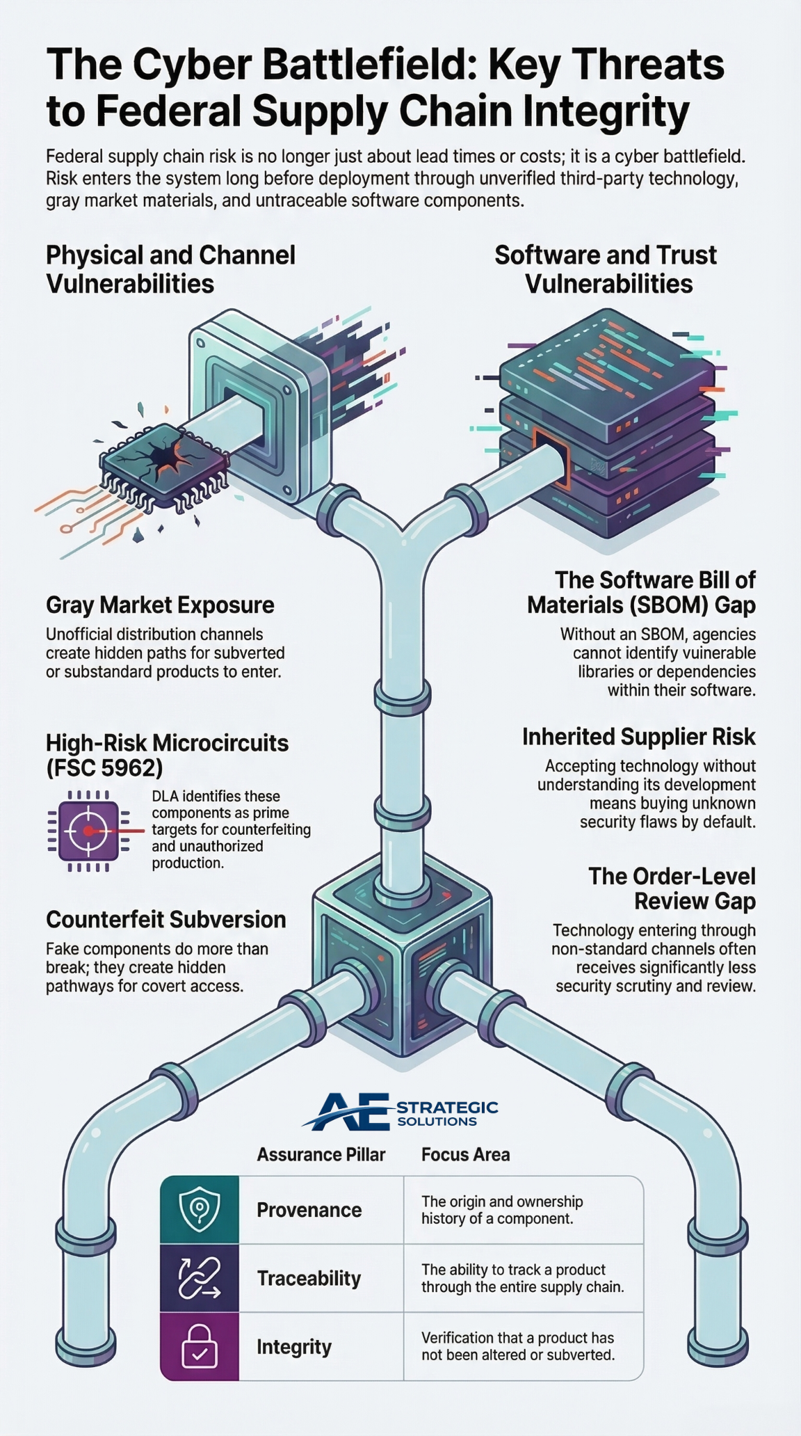 gray market technology risk, unauthorized distribution channels, federal third party technology risk, supply chain provenance cybersecurity, software bill of materials federal, counterfeit microelectronics risk, federal supplier traceability, supply chain assurance government, cyber risk in procurement, hidden risk in mission systems